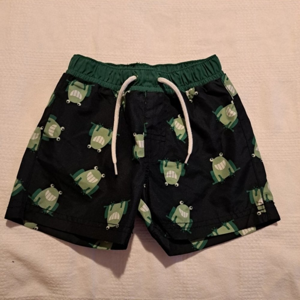 Gymboree boys 18-24 frog design swim shorts PUL lining